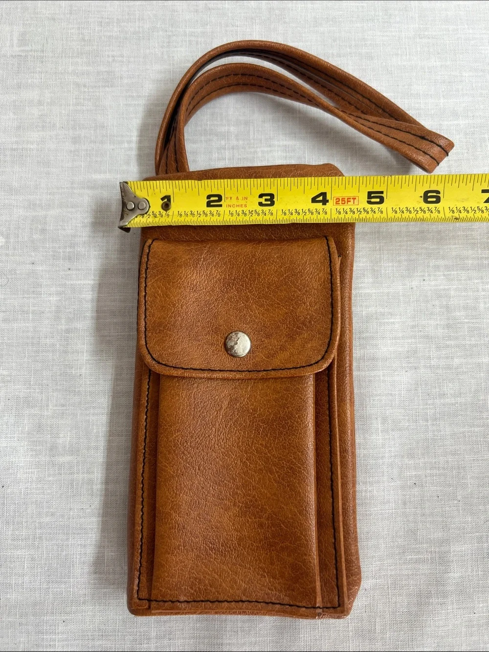 🌞 Classic Vintage 60s 70s Brown wallet billfold Front Pocket snaps closed strap